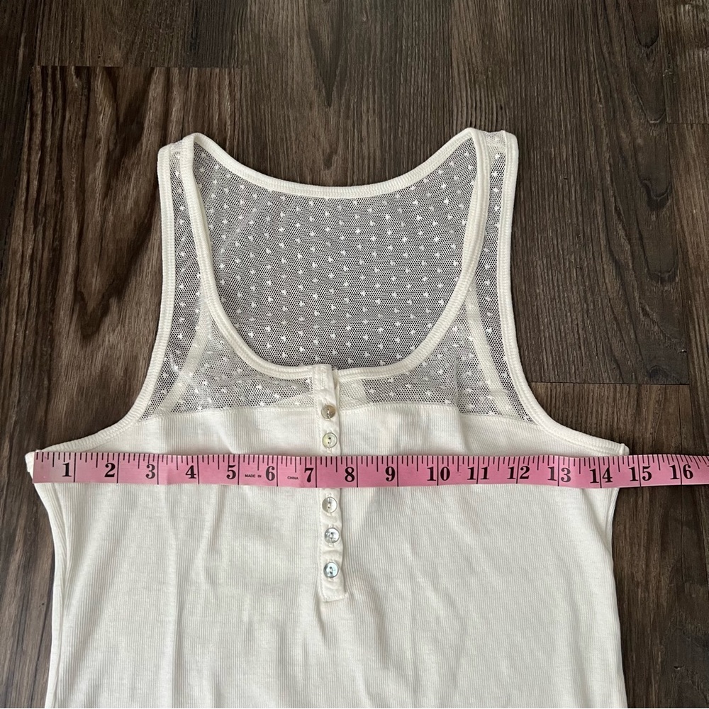 H&M NEW Cream Ribbed Tank Top with Mesh Detail - Picture 6 of 9